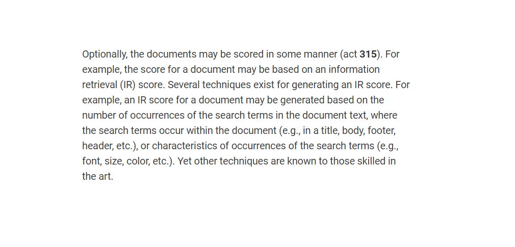 Google IR score патент